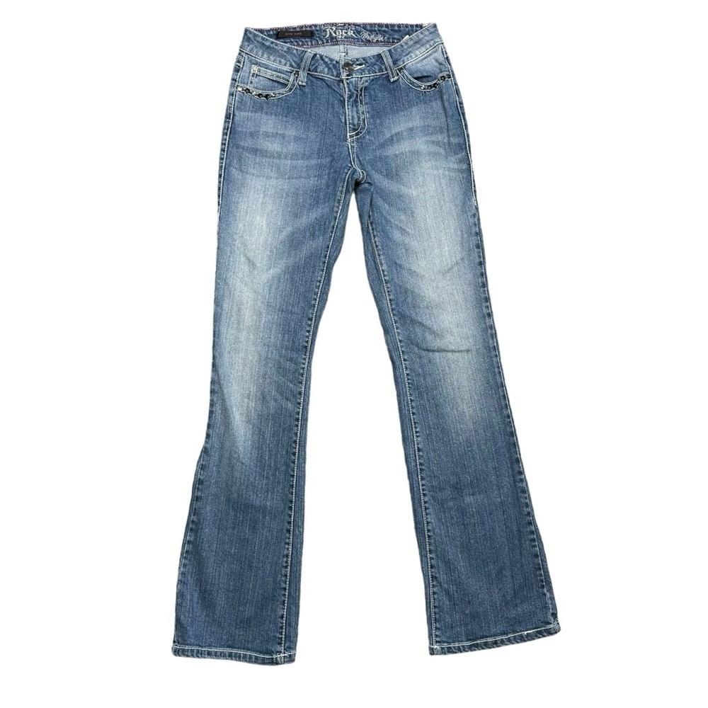 Rock 47 Embellished Cross Pocket Wrangler Bootcut Jeans